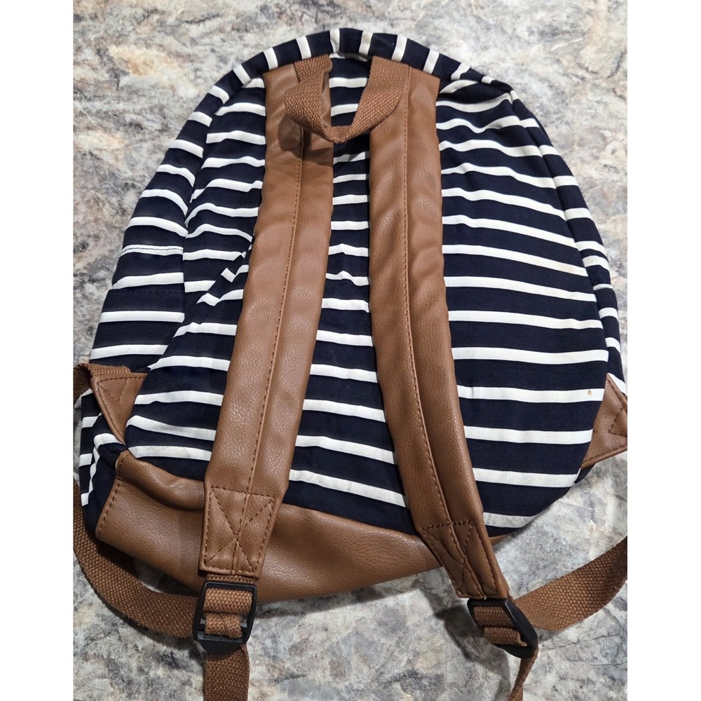Steve Madden-Madden Girl Navy Blue And White Stripe Little Backpack Bag - Picture 3 of 6